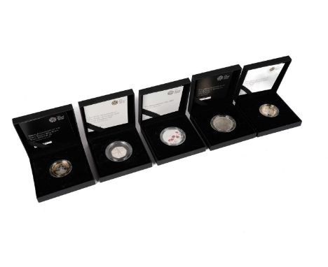 The Royal Mint commemorative historical interest coins, comprising: The Royal Mint Queen Elizabeth II 100th Anniversary of th