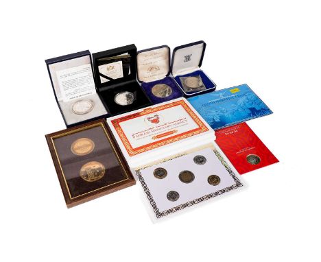 Silver and other collectors coins, comprising: South African Mint silver proof Krugerrand, 2017, 1oz, encapsulated, in box, w