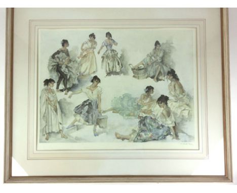 Sir William Russell Flint RA (1880-1969),'Variations on a theme'signed in pencil,limited edition colour print, 49 x 64 cm,fra