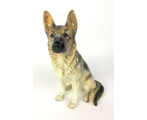 A large Beswick ceramic figure of a seated German Shepherd dog h. 34.5 cm  