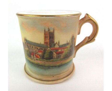 A Royal Worcester miniature cabinet cup decorated with Worcester, p.d.c.m. 1915, h. 5.5 cm