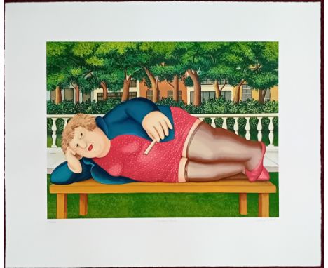 Beryl Cook (1926-2008) limited edition silkscreen print 'Bryant Park' 158/300, with pencil signature, unframed, overall size 