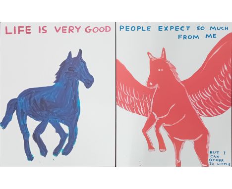 David Shrigley (British, 1968-), two lithograph prints, to include 'Life is Good', and 'People Expect so Much from Me', publi
