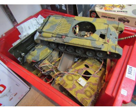 A collection of mostly Tamiya plastic model tank parts 