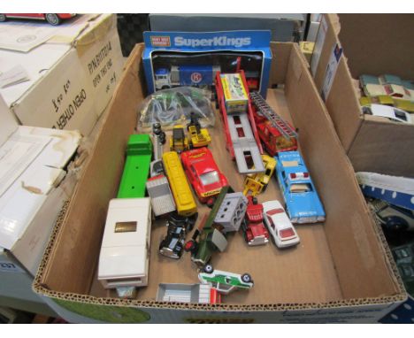 A boxed Matchbox Superkings K-34 pallet truck and boxed Superfast 53 Ford Zodiac Mk.IV together with assorted loose Matchbox 