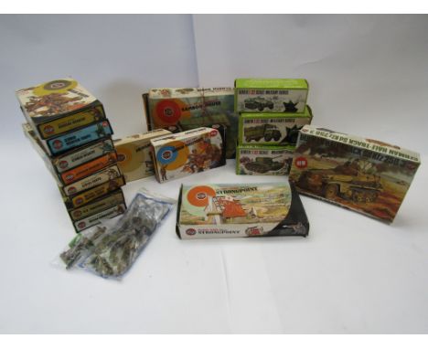 A collection of Airfix Military Series plastic model kits, vehicles and plastic figures (16) together with loose figures 