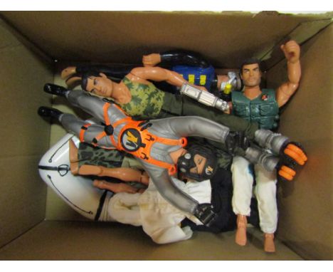 A collection of 1990's Action Man figures and dinghy