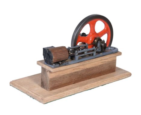  A well engineered model of a live steam horizontal mill engine,   the single cylinder with wooden cladding,  cross-head guid