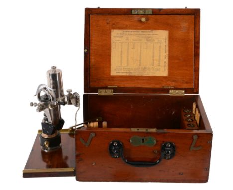  A Dobbie-McInnes steam indicator,   contained in mahogany fitted case with chrome indicator with springs, spanner, collectio