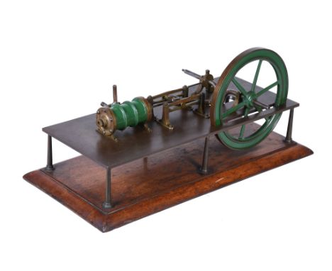  An early model of a horizontal live steam mill engine,   having single cylinder, cross-head guides, open crank with eccentri