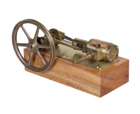  A model of a horizontal live steam mill engine,   with clad single cylinder, trunk guide, disc crank, eccentric driven steam