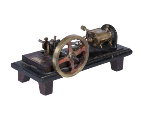  A 19th century model of a horizontal live steam mill engine,   with single cylinder, slipper type guide,     connecting rod,