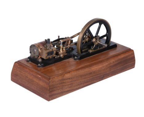  A well engineered model of a live steam horizontal mill engine,   the single cylinder with hardwood lagging, brass cylinder 