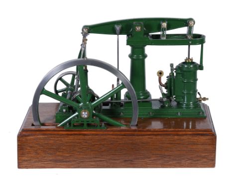  A well engineered model of a live steam M E Beam engine,   the beam supported on a turned central column with fitted water p