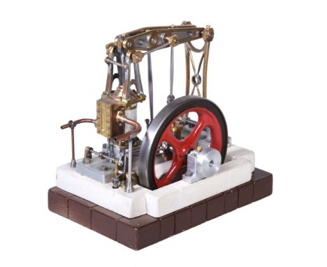  A well engineered model of a live steam  grass hopper  beam engine,   having single lagged vertical cylinder with outside st