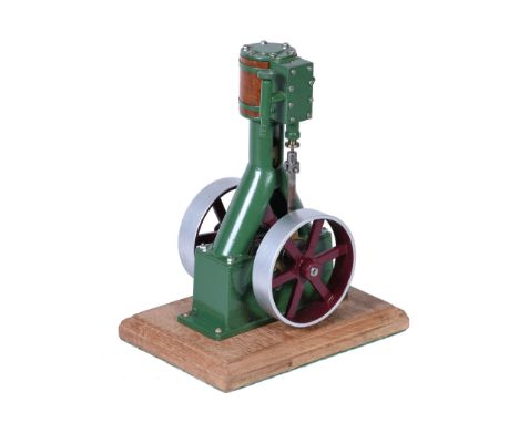  A well engineered freelance model of a live steam vertical stationary engine,   built to a design by Mr Russell of Fraserbur