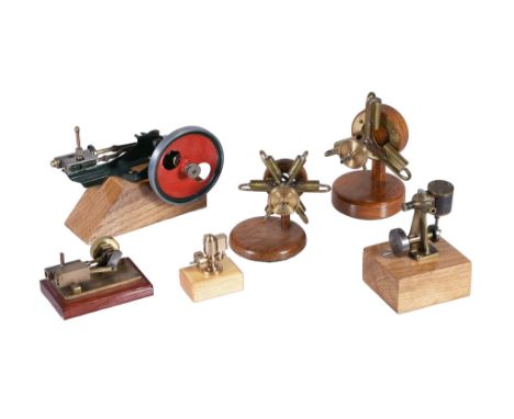  A collection of six small model engines,   to include Stuart Turner ST with metal clad cylinder, miniature brass mill engine