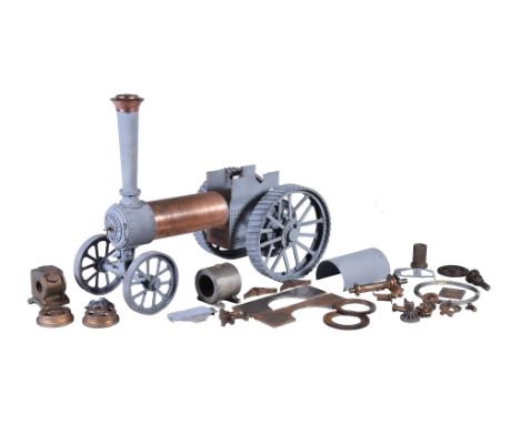  A part built model of a 2 inch scale Burrell Gold Medal Traction engine,   to the M J Engineering design . Wheels completed,