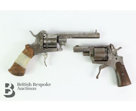 An English 7-shot rimfire obsolete calibre pocket pistol with folding trigger in generally poor condition together with a Bel