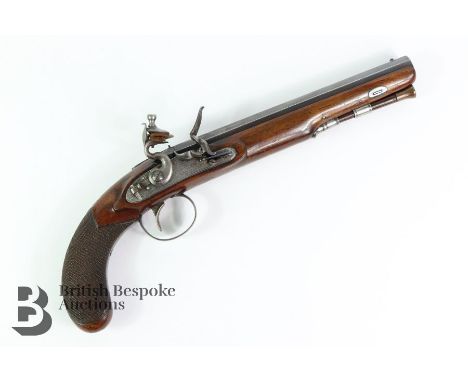 English Flintlock duelling pistol, Thomas Richards, Birmingham, circa 1820, stepped bolted look, semi waterproof pan with rol