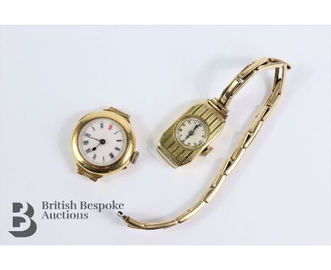 A lady's vintage 18ct gold wrist watch, having a white enamel face with black Roman dial and a red twelve marker case nr 1409