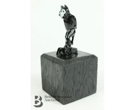 Felix The Cat (Felix - The Cat Who Kept Walking) light car or motorcycle mascot. Black and white enamelled finish, approx. 12