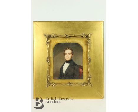 Edwardian portrait miniature, half length, unsigned, approx 9.5 x 12 cms, framed.&nbsp;