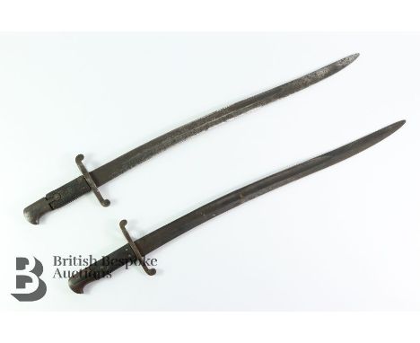 Martini Henry Yatagan bayonets, late 19th century, approx 71 cms. Note: Collection of a gentleman one of the first members of