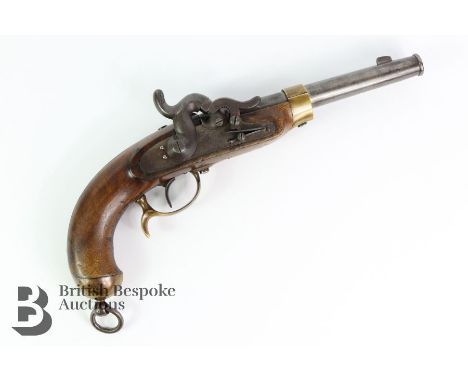 Austro-Hungarian percussion military pistol, lock stamped Sewell Bo, arsenal mark with spring loaded nipple guard and brass f