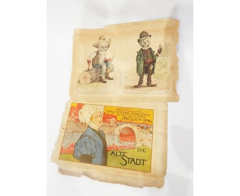 Album and contents of cigarette cards, a quantity of first day covers, a German coloured advertising print for the Old City o