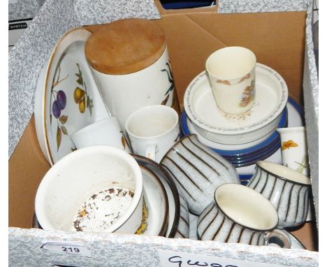 Royal Doulton 'Bunnykins', Portmeirion 'Botanic Garden' storage jar, a Royal Worcester plate, a Royal Worcester 'Evesham' pie