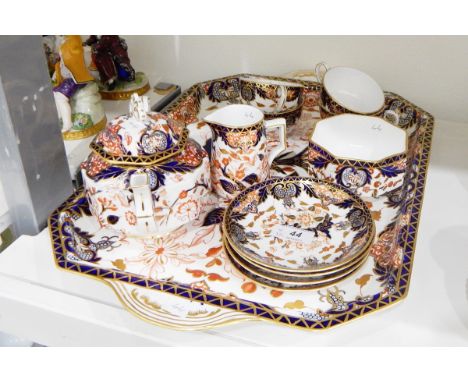 Royal Crown Derby cabinet set in the Imari colours, comprising of two-handled tray, teapot, milk jug, sugar bowl, four cups a