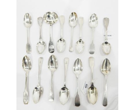 Quantity of assorted Victorian tablespoons and a ladle, 22oz total approx. 