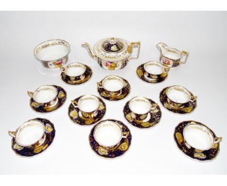 Early Victorian part dinner/tea service, floral decorated 