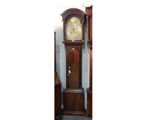 19th century mahogany 30-hour longcase clock, the dial signed 'Geo Gould, Malton', Roman numeral brass dial, having an arched