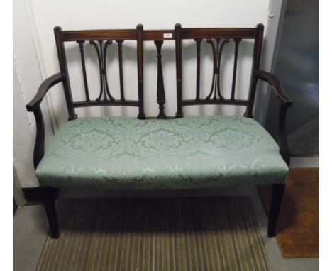 Early 20th century double chair back open arm settee/sofa 