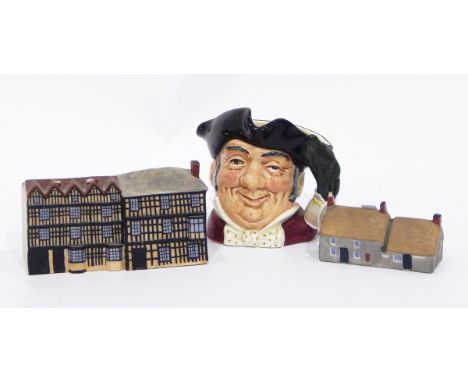 Royal Doulton character jug "Mine Host", a W H Goss model "Model of Feathers Hotel, Ledbury" and a model of "The First and La