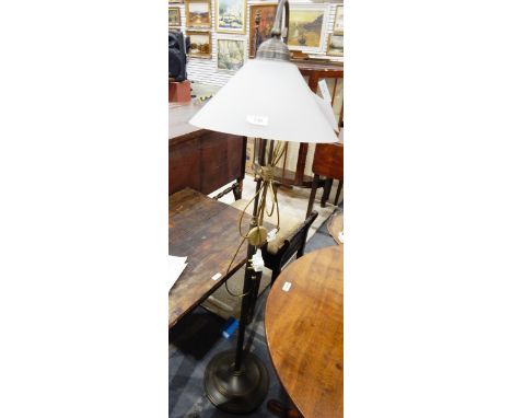 Brass lamp standard with telescopic rise and fall 