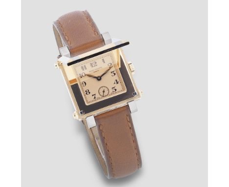 Patek Philippe. An unusual 18K two colour gold manual wind square form wristwatch with concealed dialModel: Gondolo Cabriolet