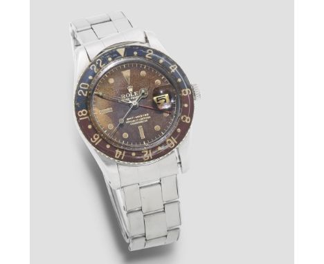 Rolex. A fine stainless steel automatic calendar dual time wristwatch with bakelite bezelModel: GMT MasterReference: 6542Date