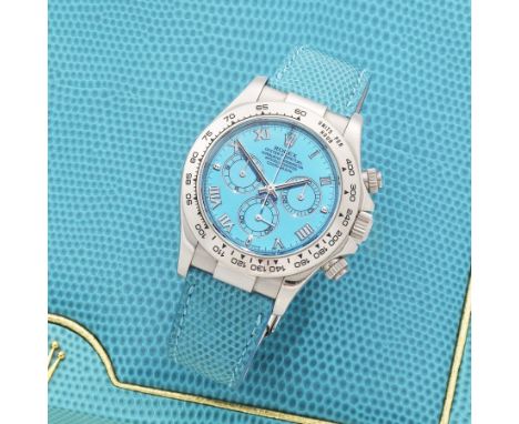Rolex. A fine 18K white gold automatic chronograph wristwatchModel: Daytona 'Beach'Reference: 116519Date: Purchased 2002Movem