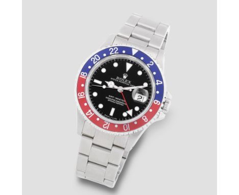 Rolex. A stainless steel automatic calendar bracelet watch with dual time zoneModel: GMT Master 'Pepsi'Reference: 16700Date: 