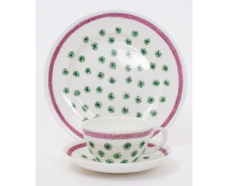 A rare Foley bone china Green Stars tea cup, saucer and plate designed by Graham Sutherland A.R.E, for the 1934 Art in Indust
