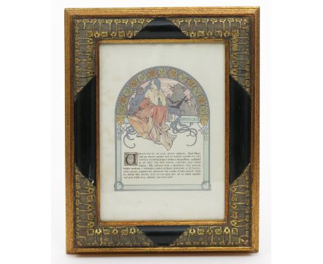 Kapitola III' a colour lithograph by Alphonse Mucha,  1897, framed, 19.5 x 15cm (image)