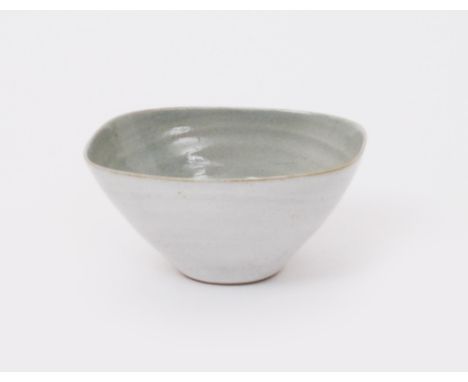 ‡ Dame Lucie Rie D.B.E (1902-1995) and Hans Coper (1920-1981) a stoneware bowl with squared ends, the interior glazed pale bl