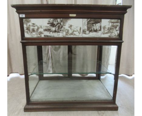A late Victorian Willows Improved (patent) Refrigerator, comprising a fully glazed mahogany framed and shelved, counter-top d