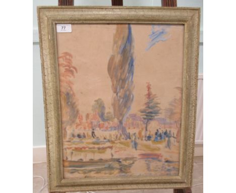 Ronald Ossory Dunlop - 'In the Park'&nbsp; oil on paper&nbsp; bears a signature&nbsp; 17" x 13.5"&nbsp; framed&nbsp; 