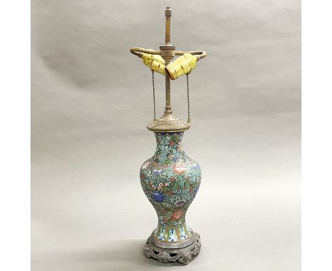 A 19th C Chinese cloisonne vase mounted circa 1900 as a table lamp, H. 53cm.