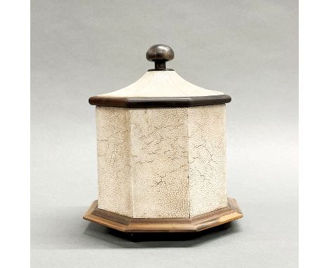 A shagreen covered hardwood tea caddy, W. 17cm H. 20cm.