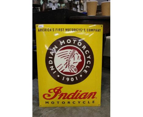 Indian Motorcycle reproduction enamel sign, 65cm x 50cm